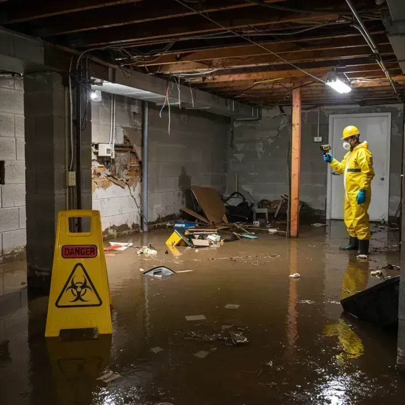 Flooded Basement Electrical Hazard in Plano, IL Property